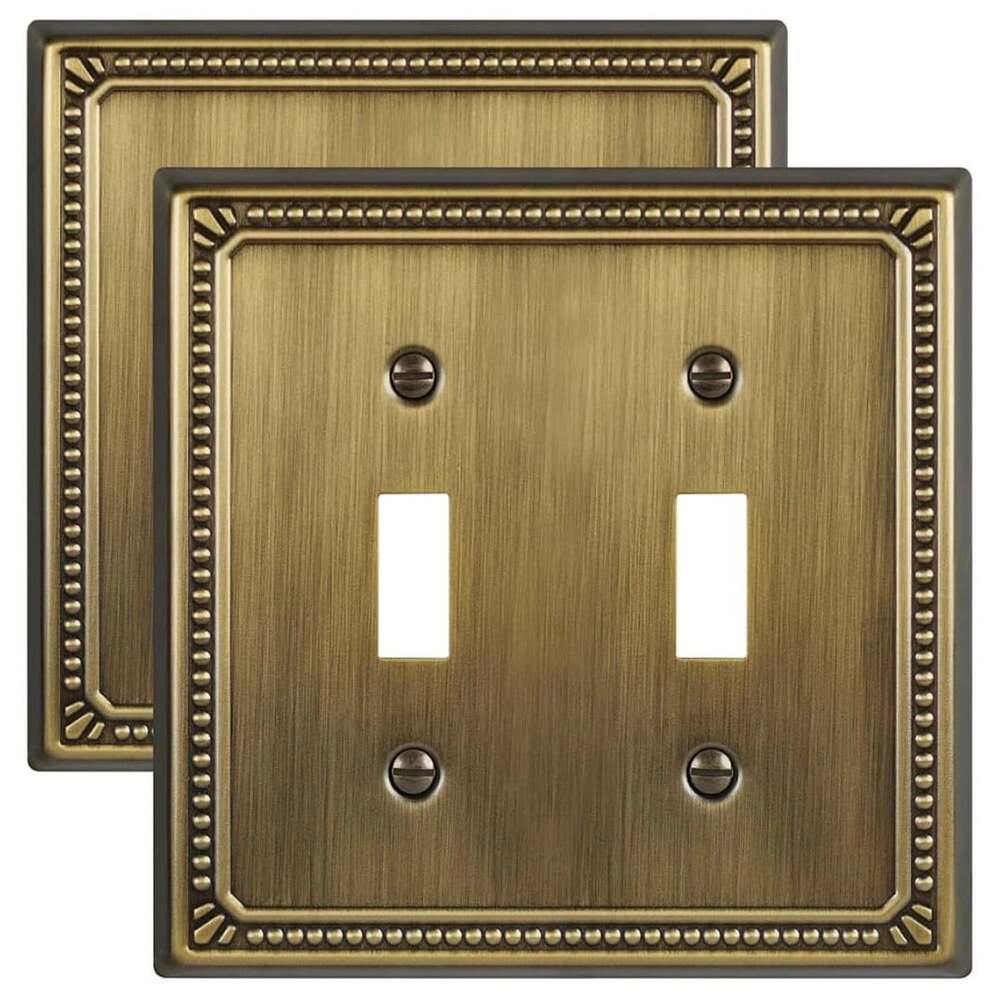 ZILLSEA 2-Pack Antique Brass Double Toggle Switch Plates